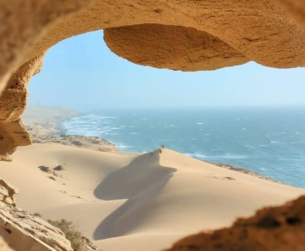 Sand dune arch over the Atlantic at Tamri, near the Timlaline quad route, Agadir